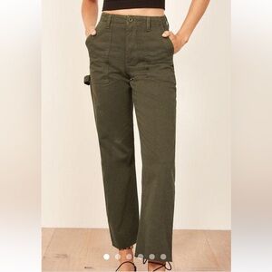 Reformation Army Green High Rise Utility Cargo Style Pants Sz. 23